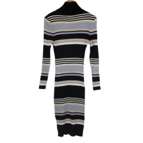 Y2K Ribbed Turtleneck Sweater Dress Women’s Size XL Black Blue Tan Almost Famous - Picture 10 of 11